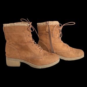 Suade Cognac Combat Boots